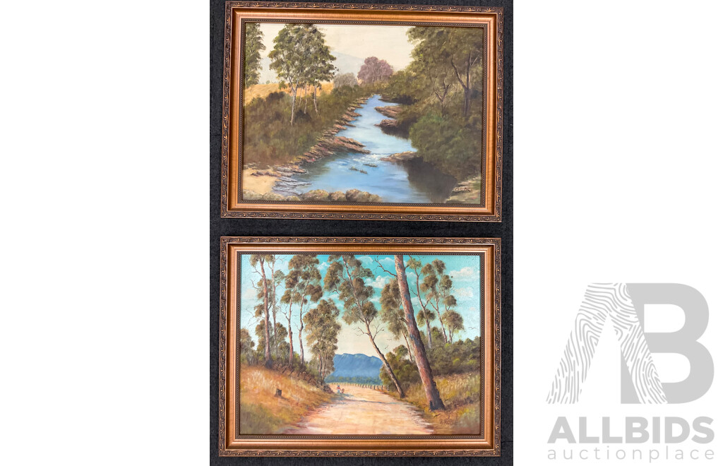 G. Rose, ''Landscape'' - Oil on Board 45x35 Cm (frame)