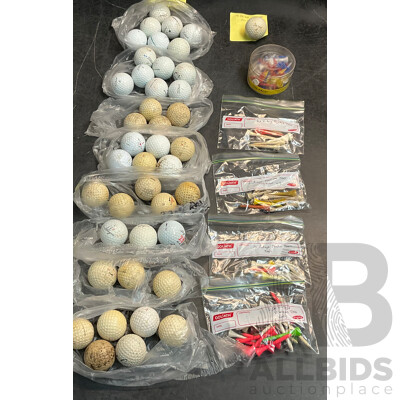 Assorted Vintage Golf Tees & Golf Balls