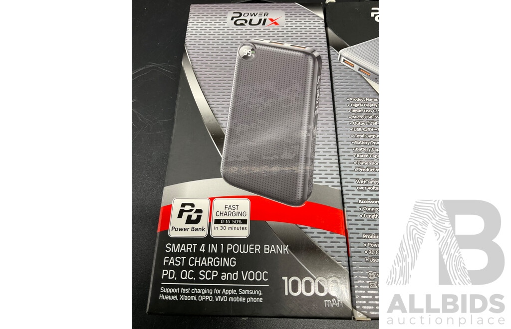 POWER QUIX Smart 4 in 1 Power Bank 10000mAh - Lot of 2