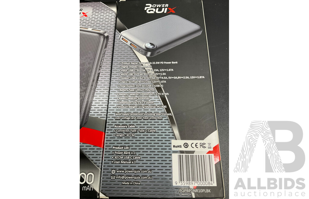 POWER QUIX Smart 4 in 1 Power Bank 10000mAh - Lot of 2