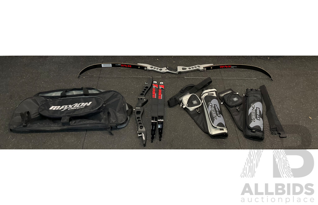 WNS Delta NX Riser with Limbs & Maxion Crx300 Bag, Legend XT 320 Target Quiver & Assorted Arrows
