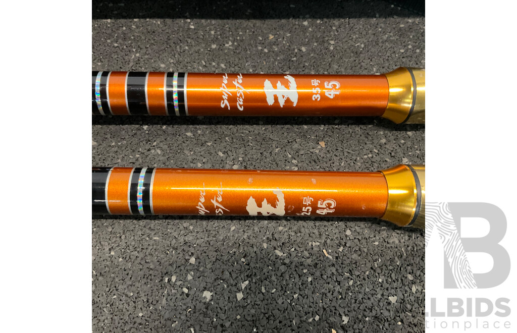 SUPER CASTER KING Surf Rod & Shimano Sentire Sakana Gen II 2pce Spin Rods & Shakespeare Wild Series Rods with Carry Case