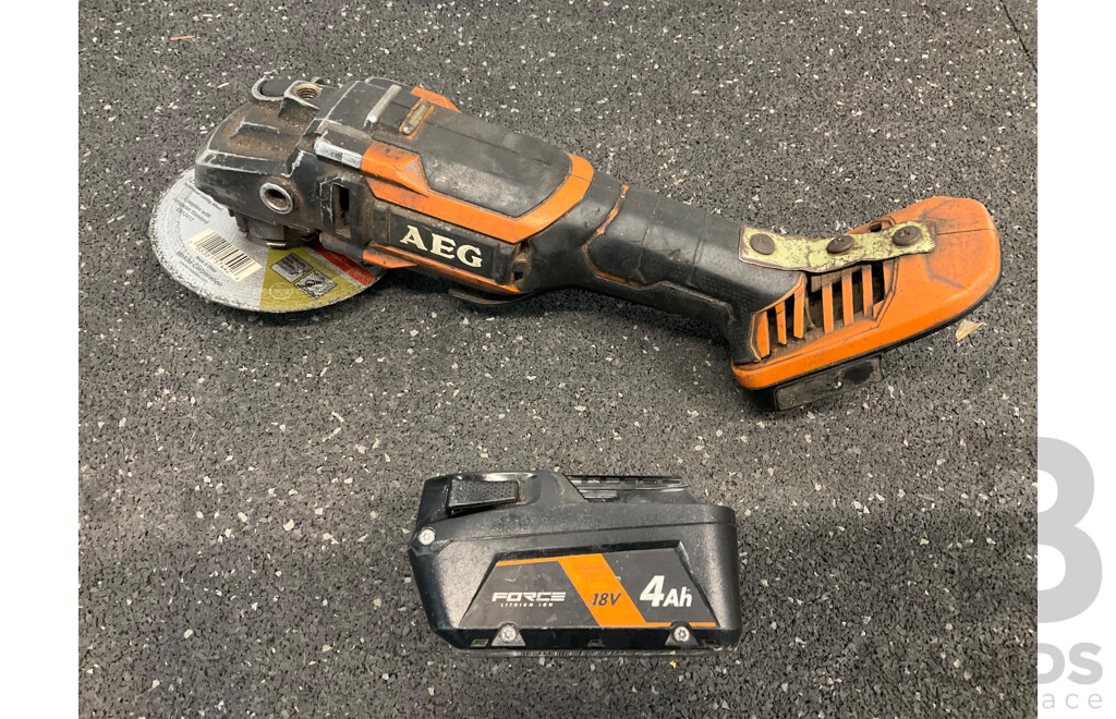 AEG Angle Grinder (BEWS18125BLP) and 18V 4.0Ah Battery  - Lot of 2