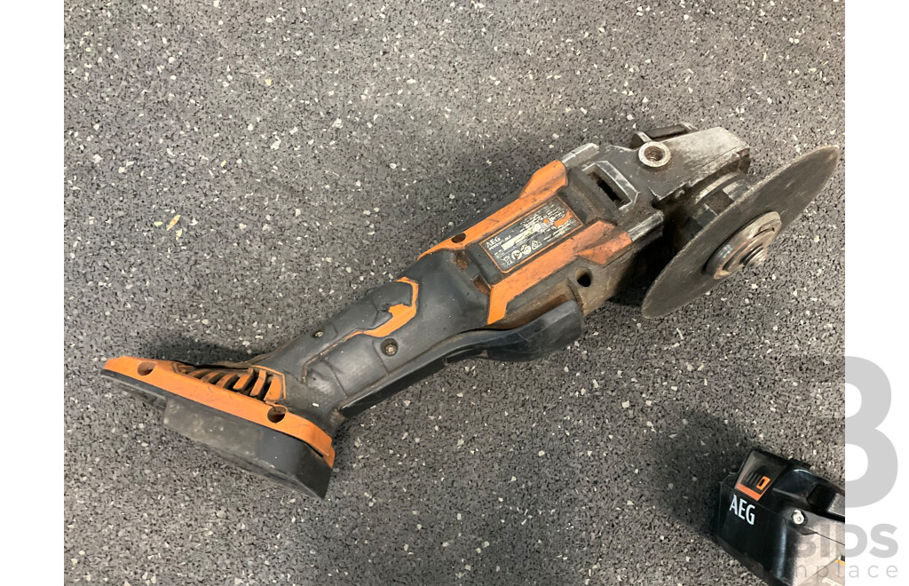 AEG Angle Grinder (BEWS18125BLP) and 18V 4.0Ah Battery  - Lot of 2