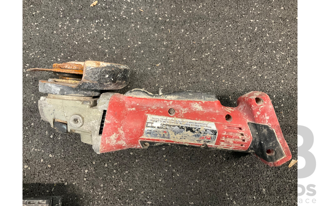 MILWAUKE Angle Grinder and 18V 4.0Ah Battery, OZITO 3.0Ah Batttery and Screwdriver  - Lot of 4