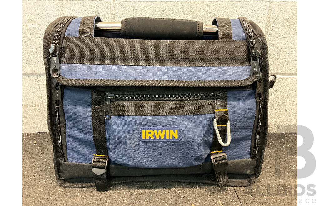 IRWIN Centre Tote Tool Bag and Tools, Including KINCROME Set and Spline Bit Rail Set, MECHPRO Pliers Set and More