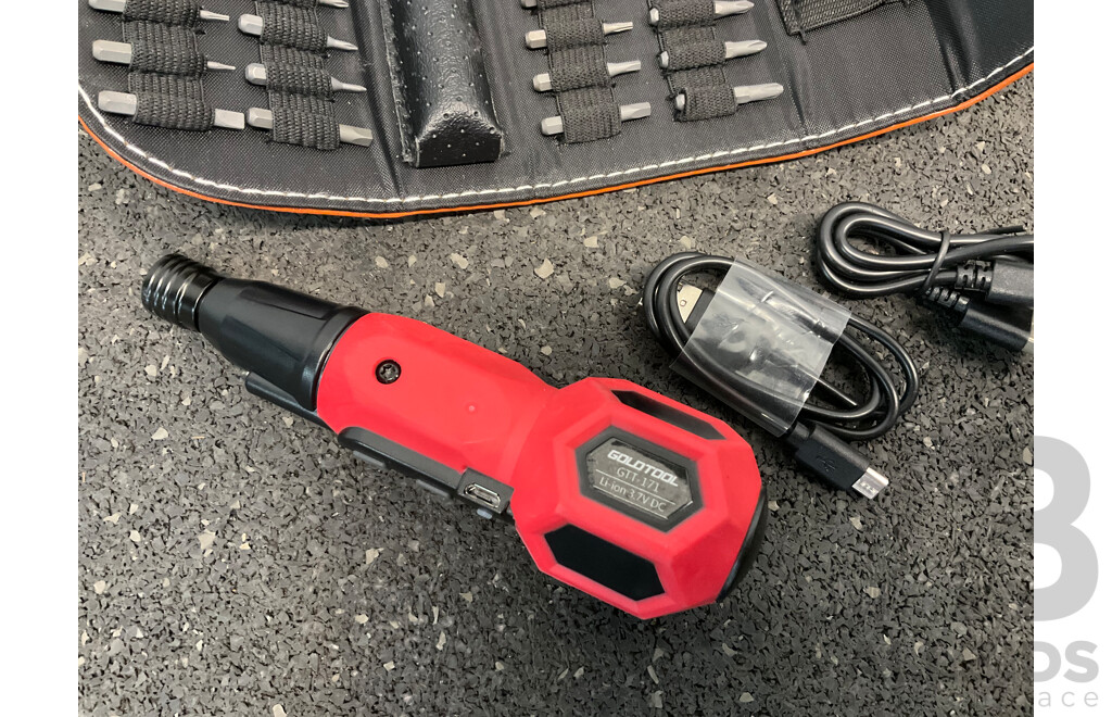 GOLDTOOL Mini Cordless Portable Screwdriver Set for Electro and GOLDTOOL (GTT171) Rechargeable Cordless Screwdriver - Lot of 2