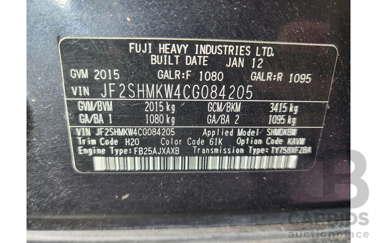 2/2012 Subaru Forester XS MY12 4d Wagon Grey 2.5L