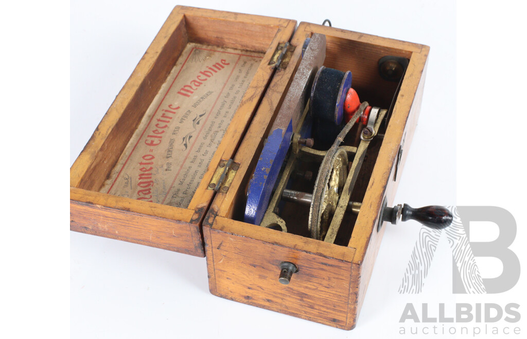 Vintage Magneto-Electric Machine in Timber Case and Another