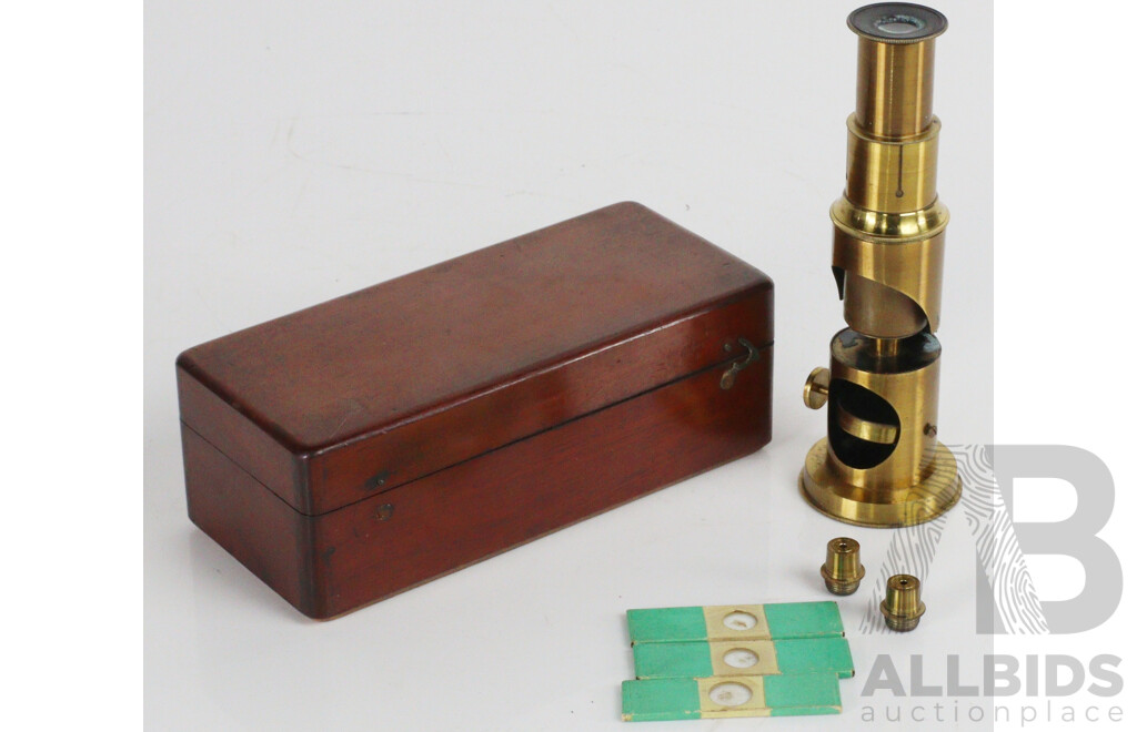 Vintage Brass Field Microscope in Fitted Case