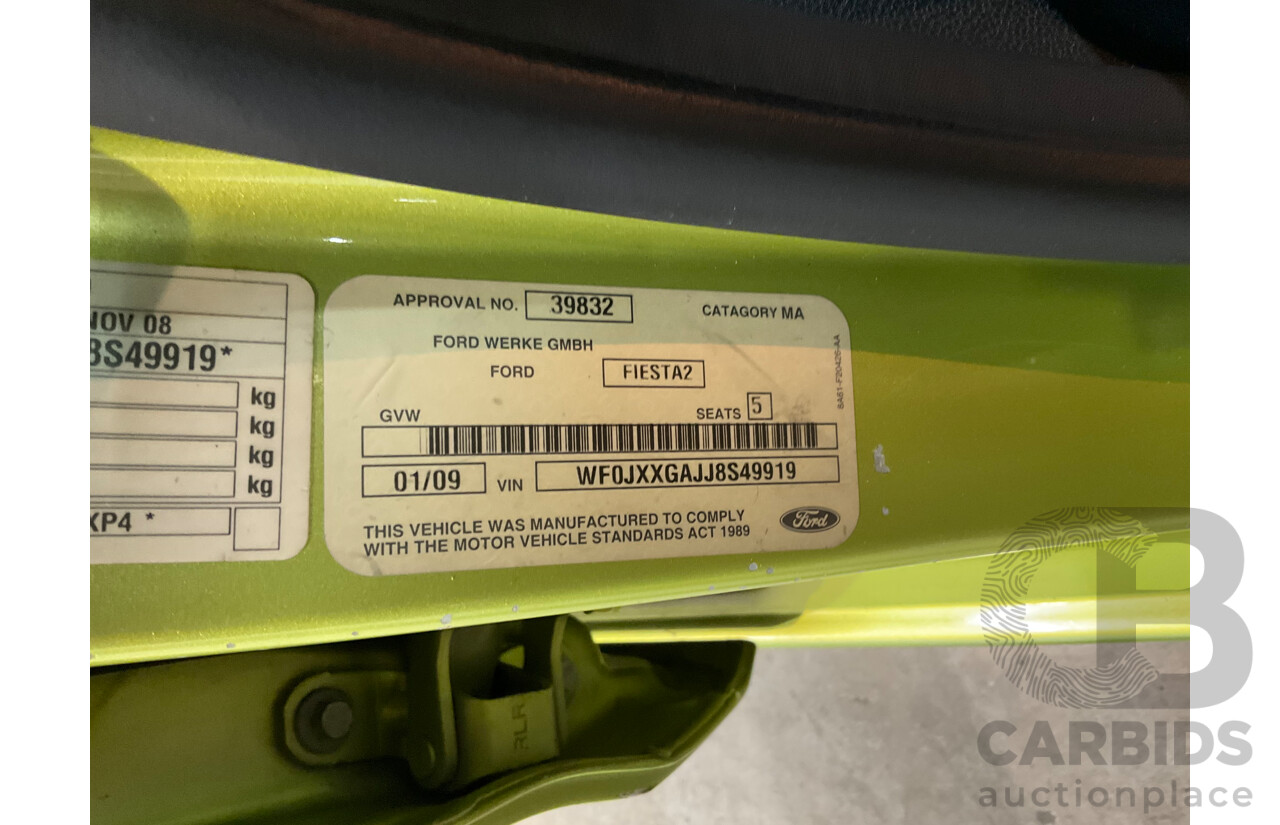 1/2009 Ford Fiesta Zetec WS 5d Hatchback Squeeze Green Metallic 1.6L
