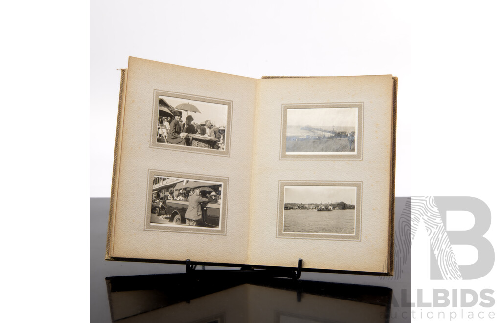 Antique Photograph Album by Pearl with 26 Pages Photos, Mostly 1925 to 1926, England, Including The Queens Visit to Bristol 1925, and More