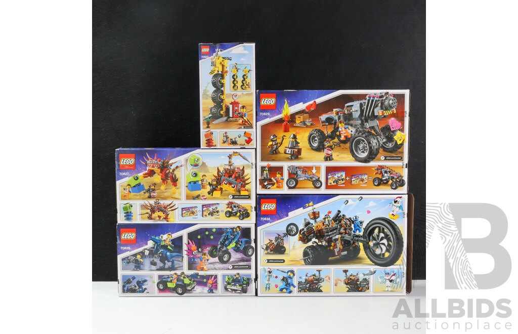 Collection Five Lego the Lego Movie II Sets, Opened, in Original Boxes with Instructions Including Ultrkatty & Warrior Lucy 70827, Rexs Rextreme Offroader 70826 and More