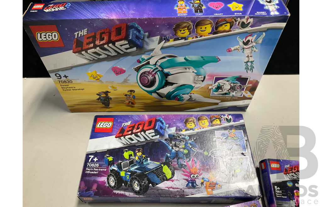 Collection Six Lego the Lego Movie II Sets, Opened, in Original Boxes with Instructions Including Queen Watevras So Not Evil Space Palace 70838 and More