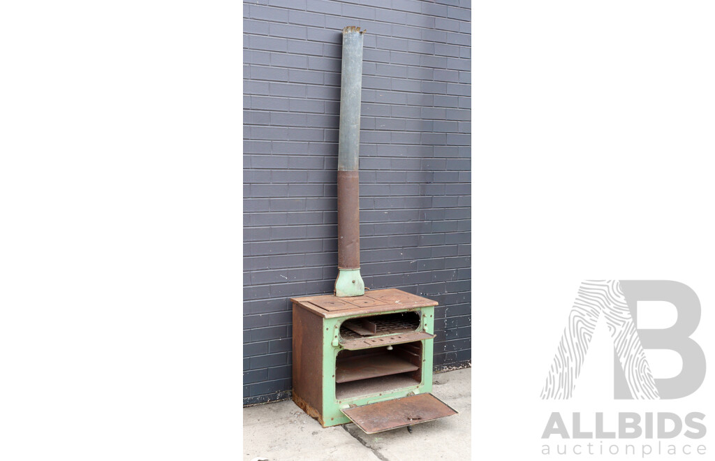 Vintage Cast Iron and Enamel Giffhorn 30 Wood Fired Stove by Simpson