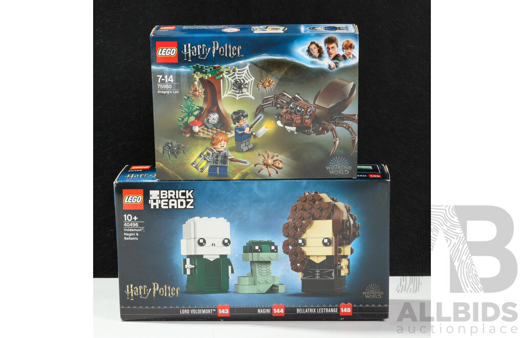 Lego, Harry Potter Brick Headz Voldemort Nagini & Bellatrix, 40496, Along with Lego Harry Potter, Aragogs Lair, 75950, Sealed in Boxes