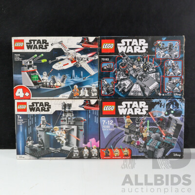 Collection Four Lego Starwars Sets, Opened, in Original Boxes with Instructions Including Duel on Naboo 75169, Death Star Escape 75229 and More