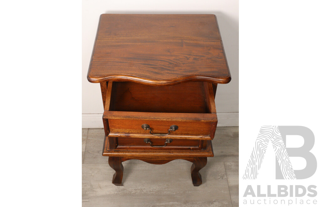 Vintage French Art Deco Mahogany Double Bed Frame and Two Reproduction  Bedside Cabinets