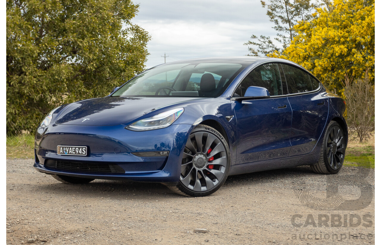 10/2020 Tesla Model 3 Performance (AWD) Dual Motor 4d Sedan Deep Blue Metallic - Dedicated Electric EV 335kw