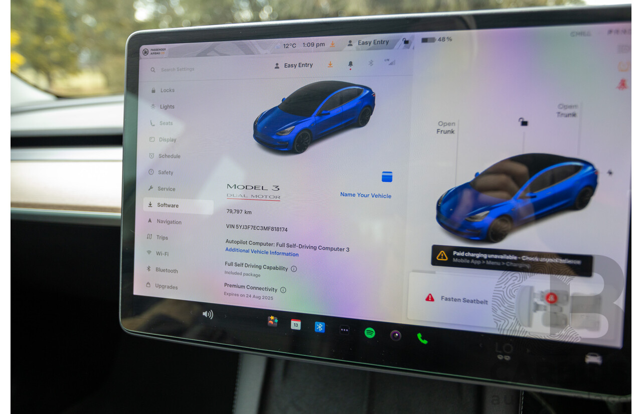 10/2020 Tesla Model 3 Performance (AWD) Dual Motor 4d Sedan Deep Blue Metallic - Dedicated Electric EV 335kw