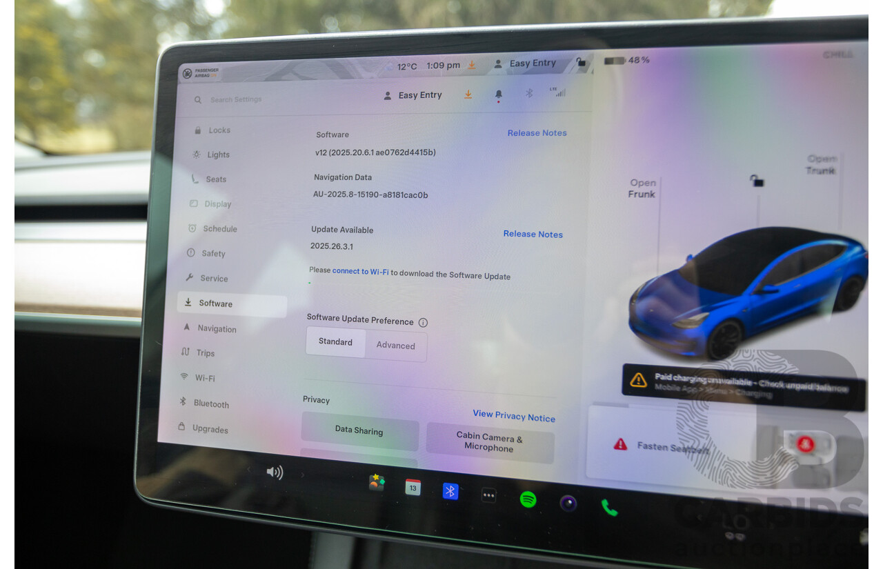 10/2020 Tesla Model 3 Performance (AWD) Dual Motor 4d Sedan Deep Blue Metallic - Dedicated Electric EV 335kw