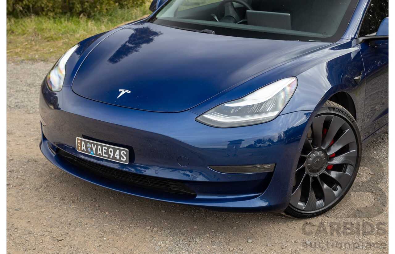 10/2020 Tesla Model 3 Performance (AWD) Dual Motor 4d Sedan Deep Blue Metallic - Dedicated Electric EV 335kw