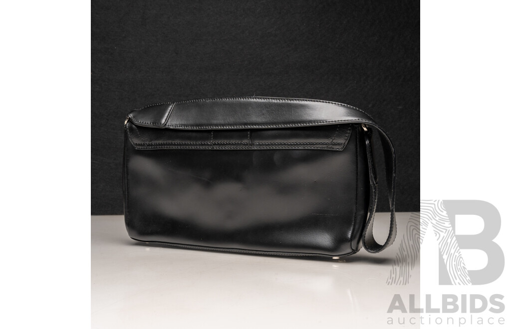 Oroton Black Leather High Street Flap Over Handbag (2005)