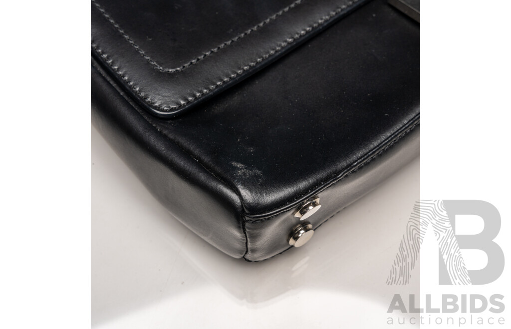 Oroton Black Leather High Street Flap Over Handbag (2005)