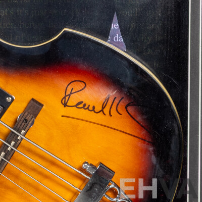 Sir Paul McCartney Signed Four String De Rosa Base Guitar in Box Frame with COA