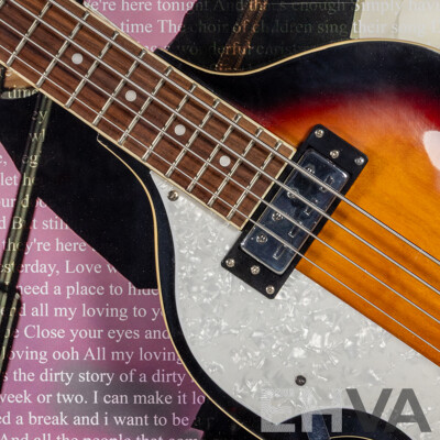 Sir Paul McCartney Signed Four String De Rosa Base Guitar in Box Frame with COA