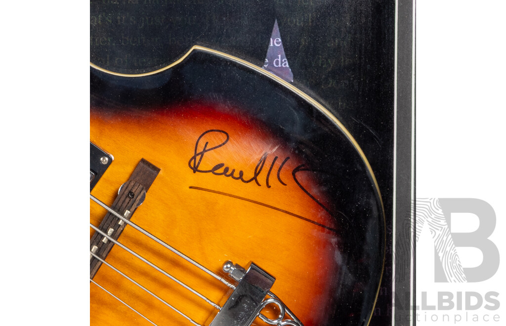 Sir Paul McCartney Signed Four String De Rosa Base Guitar in Box Frame with COA