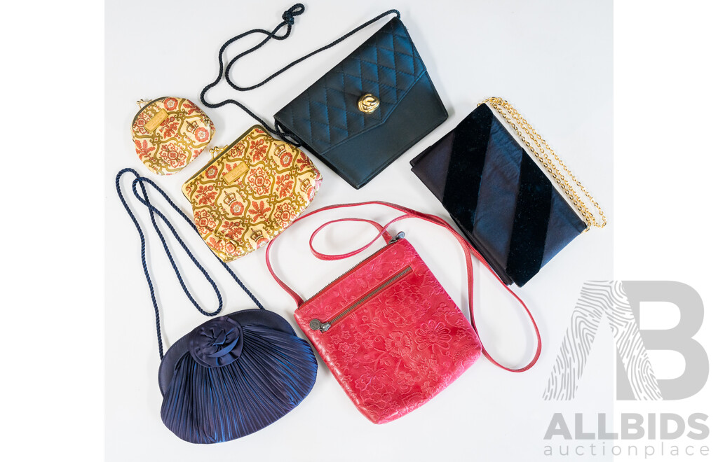 Collection of (5) Vintage Bags Including Briarwood Raspberry Leather Handbag