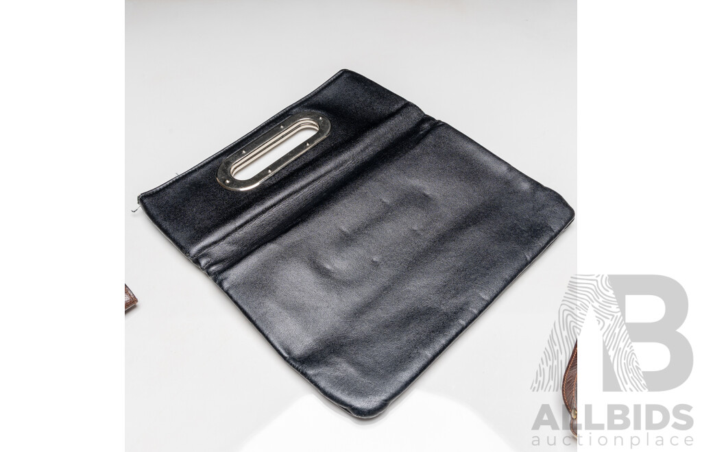 Oroton Vintage Cream Pleated Leather Handbag, Leather Compodium, Cardini Leather Handbag, & Black Small Tote