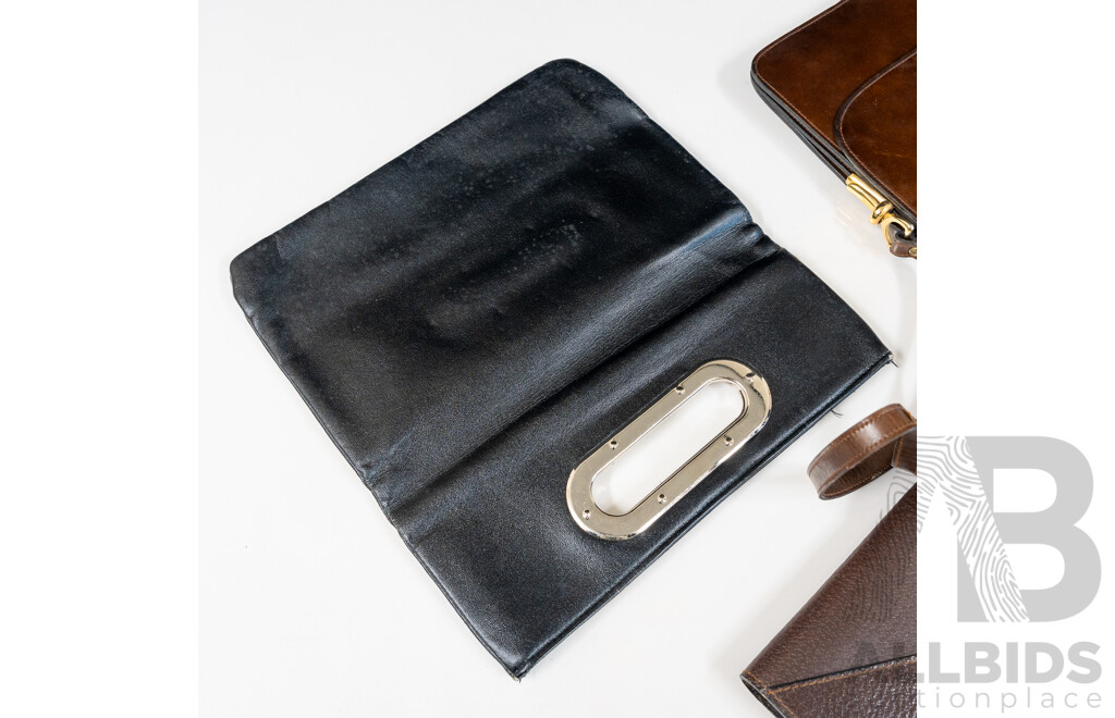 Oroton Vintage Cream Pleated Leather Handbag, Leather Compodium, Cardini Leather Handbag, & Black Small Tote
