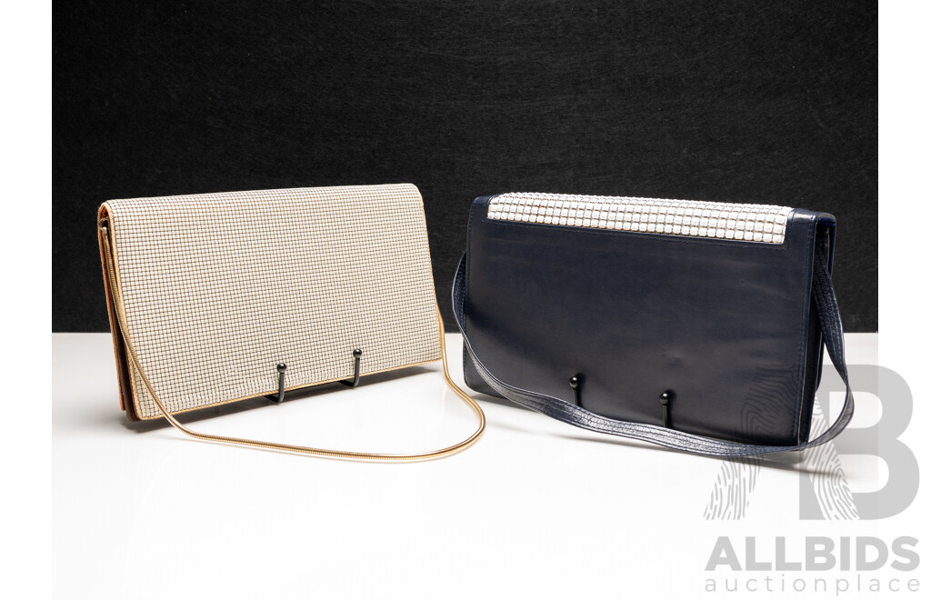 Vintage Oroton Navy Leather & White Glomesh Bag, with Oroton Glomesh Wallet & Coin Purse & Pierre Cardin Handbag