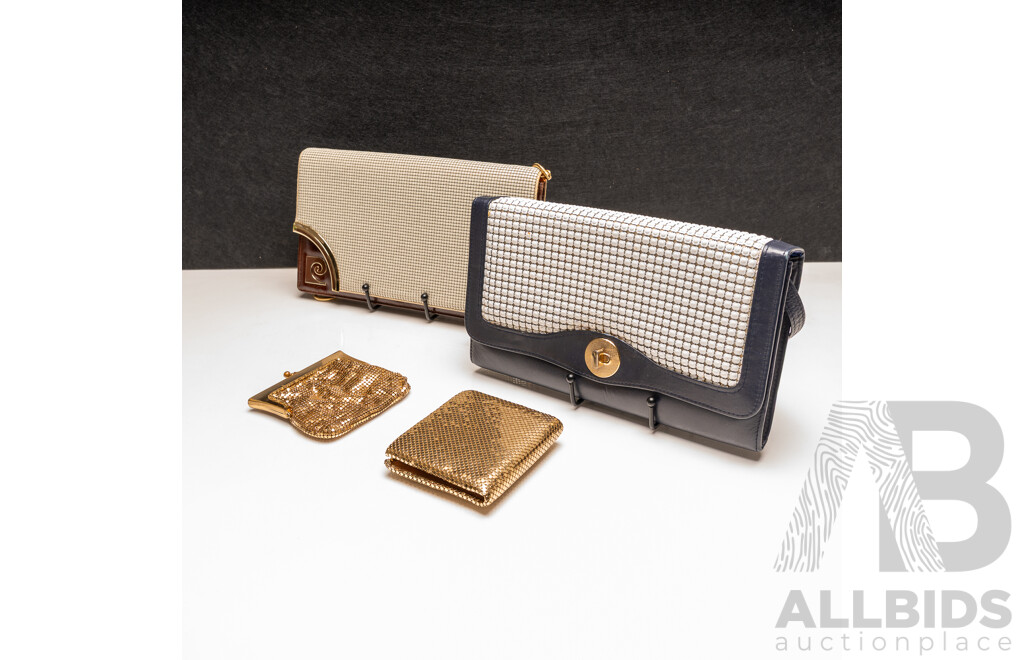Vintage Oroton Navy Leather & White Glomesh Bag, with Oroton Glomesh Wallet & Coin Purse & Pierre Cardin Handbag