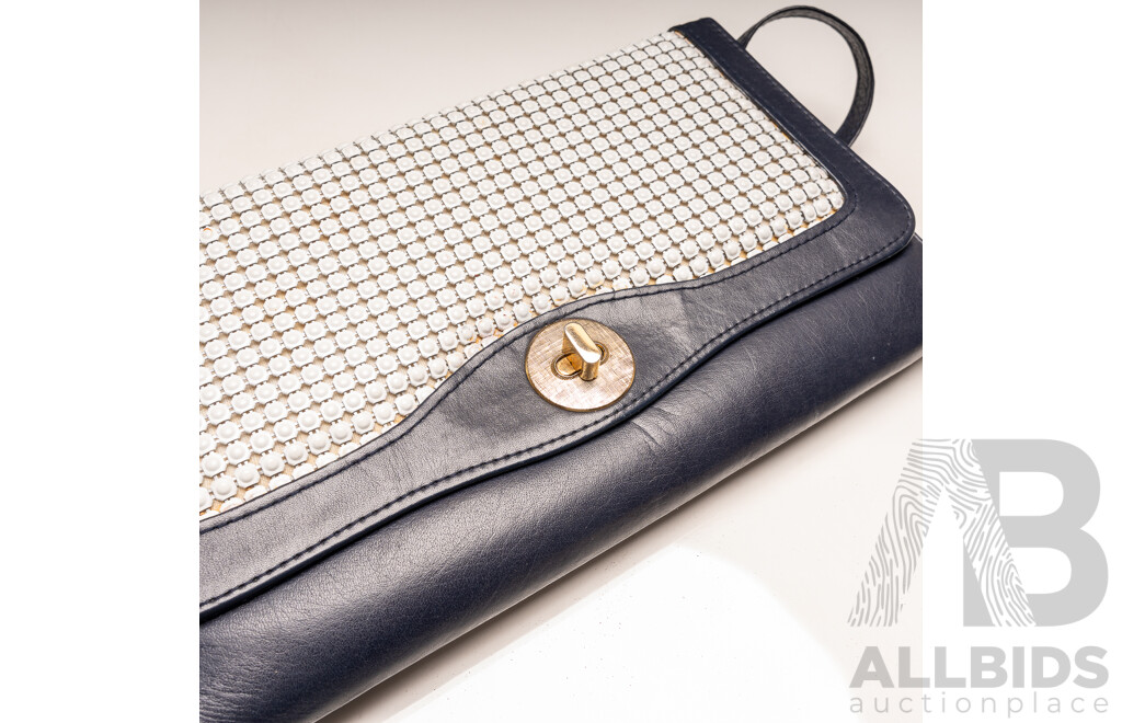 Vintage Oroton Navy Leather & White Glomesh Bag, with Oroton Glomesh Wallet & Coin Purse & Pierre Cardin Handbag