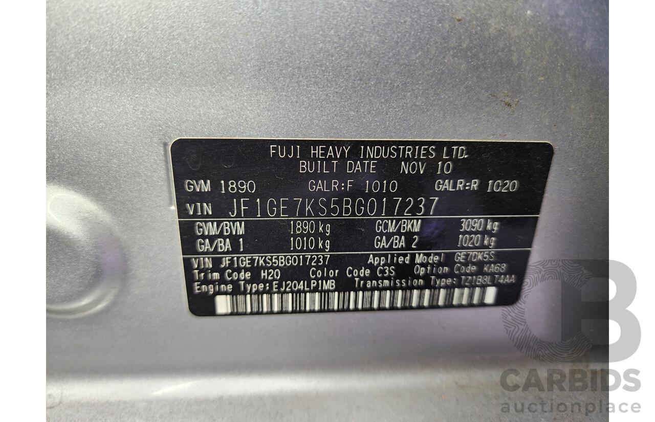 12/2010 Subaru Impreza R (awd) MY10 4d Sedan Silver 2.0L