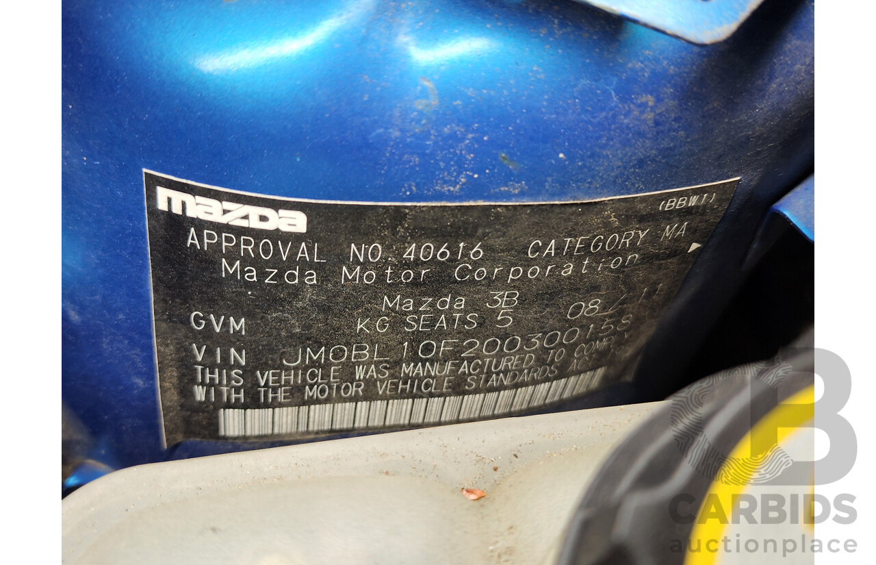 8/2011 Mazda Mazda3 NEO BL 10 UPGRADE 4d Sedan Blue 2.0L