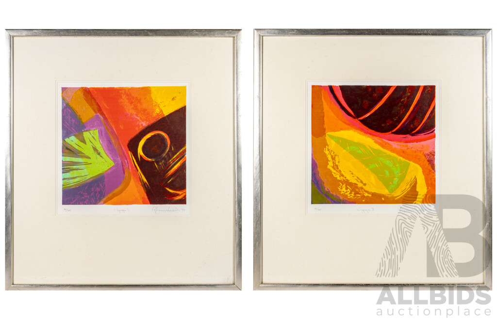Bruno Leti, (20th Century, Italian-Born Australian, 1941-), Voyager I & II, Lovely Pair of Limited Edition Original Monotypes, 83 6x 75 cm (frames) (2)