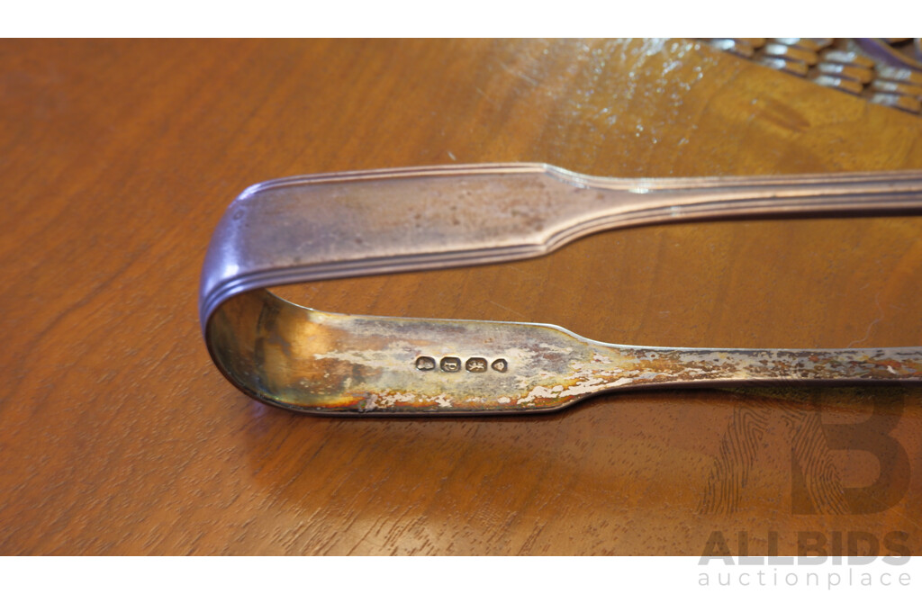 Edwardian Stirling Silver Sweet Meat Basket and Georgian Stirling Sugar Tongs