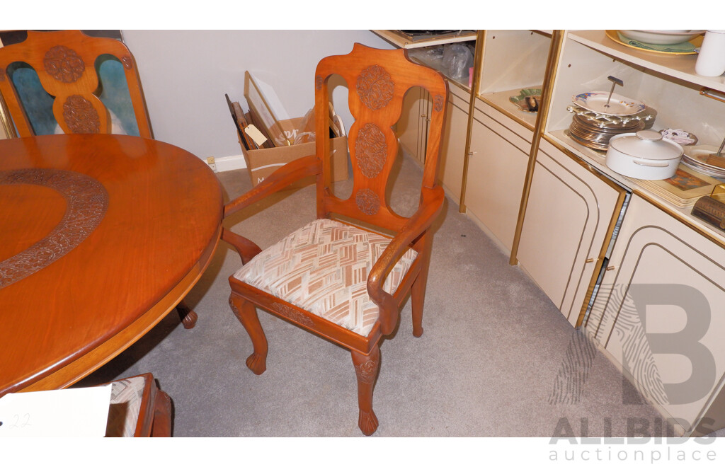 Vintage Anglo Nepalese Solid Walnut Extension Dining Table and 8 Chairs