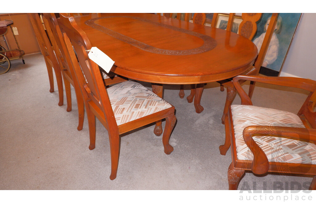 Vintage Anglo Nepalese Solid Walnut Extension Dining Table and 8 Chairs