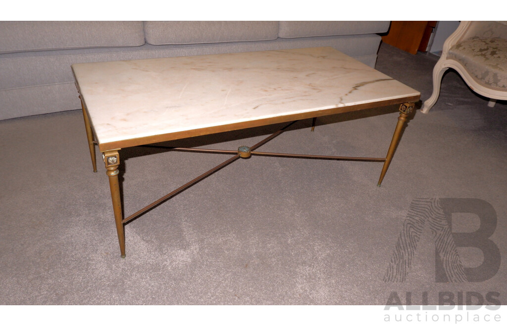 Vintage Italian Marble and Brass Coffee Table
