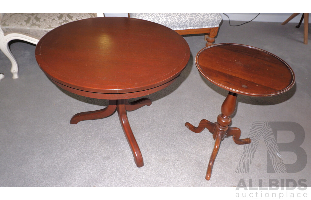 Vintage Solid Cedar Wine Table and Another Larger Occasional Table