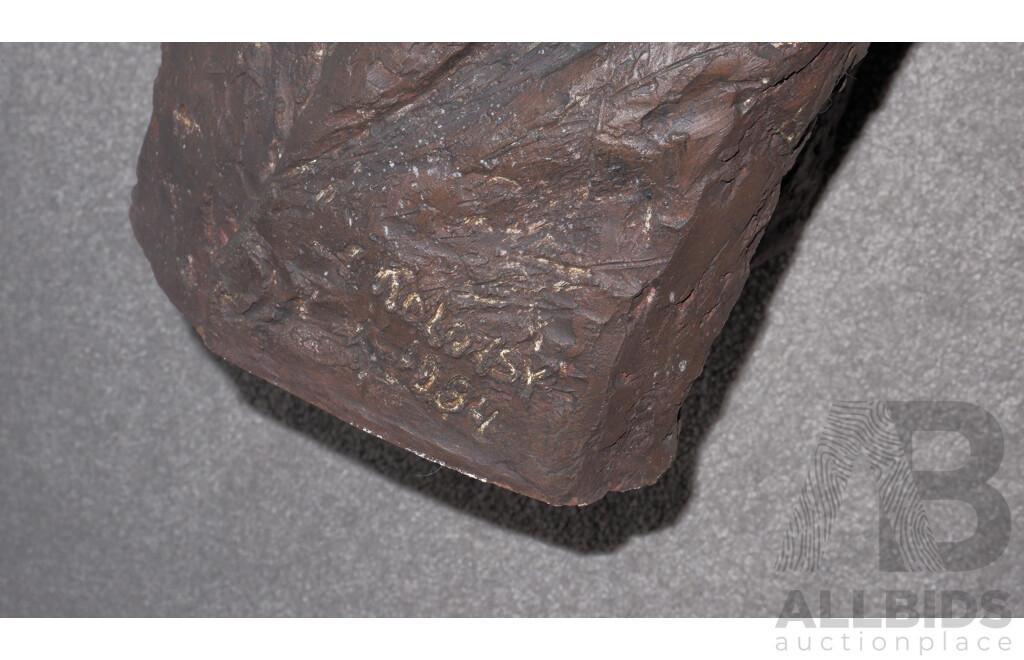 Alex Sandor Kolozsy (Hungarian /Australian 1938-) Bronzed Cement Fondue Bust of Earl White, Signed Kolozsy 1984