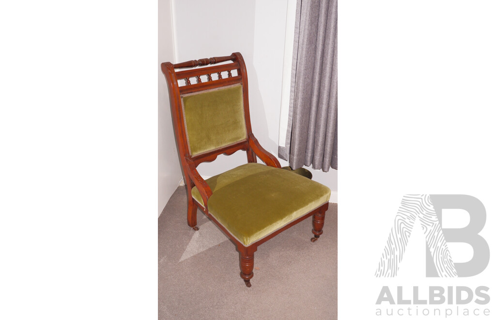 Antique Velvet Upholstered Salon Chair