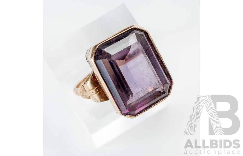 8ct Vintage Amethyst Cocktail Ring, Size N, 9.36 Grams