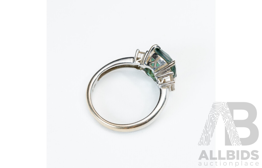 18ct White Gold Tourmaline & Diamond Ring, S2.52ct/TDW0.38ct, Size M1/2, 4.50 Grams