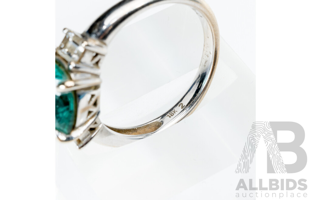 18ct White Gold Tourmaline & Diamond Ring, S2.52ct/TDW0.38ct, Size M1/2, 4.50 Grams
